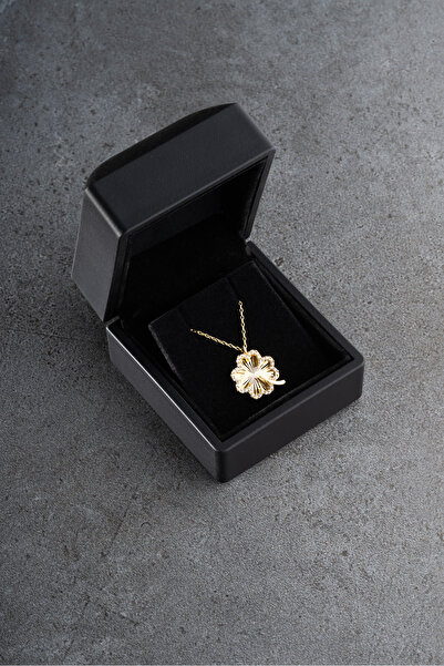 Silvano Jewelry 925 Ayar Gümüş Işıklı Kutuda Yonca Kolye