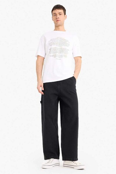 DeFacto New Season 100% Cotton Boxy Fit Crew Neck Printed Short Sleeve T-Shirt