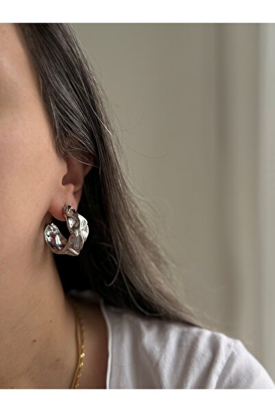 Owentis Steel Silver Bold Henry Hoop Earrings -Not Tarnish-