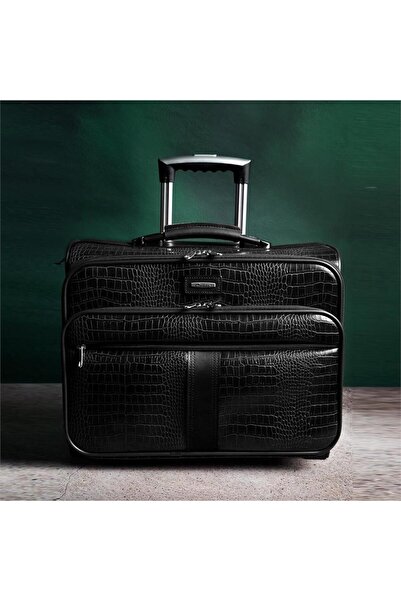 Cantayurdu Retro Kroko Özel Üretim Vintage Kabin Boy Pilot Valiz Siyah