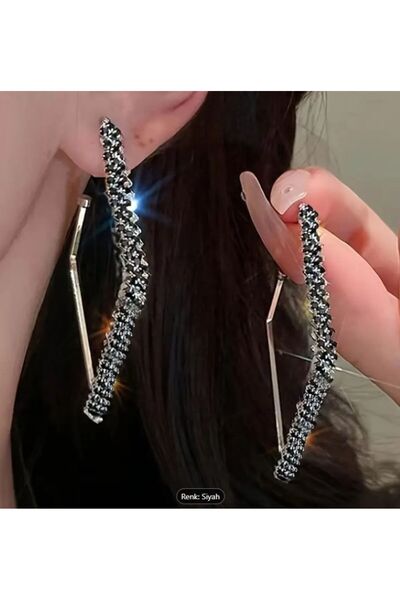 Dgt Luxury أقراط هندسية أنيقة مع تفاصيل حجر الراين