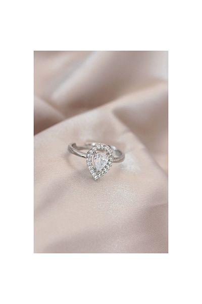 Marsilyan Adjustable Silver Color Metal Zircon and Crystal Rhinestone Drop Model Ring - TJ-BYK2072