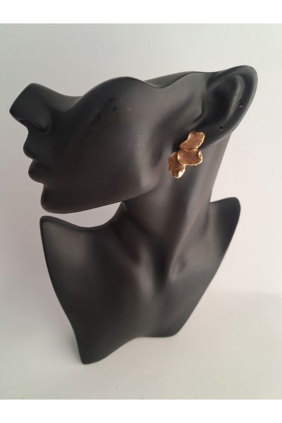 BHR AKSESUAR Brown Pearlescent Leaf Earrings