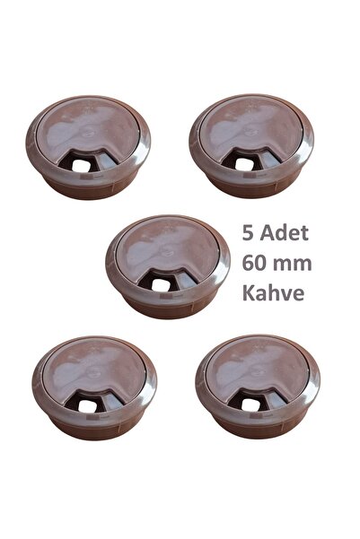 Adilon Masa Üstü Kablo Kanalı Deliği Kapağı Kahverengi Masa Kapağı 6 cm (5 Adet)