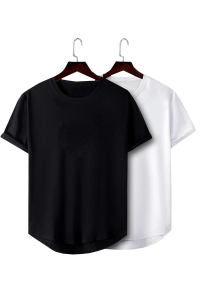 FABİO CASSANİ 2 Pack Men's Oval Cut Basic Fit Dirty Collar Loose T-Shirt