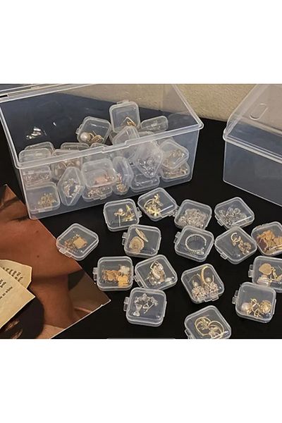 Westtakı Mini Transparent Jewelry Storage Box 3.5cm X 3.5cm (5 Pcs)