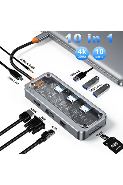 NewFace محول 10 في 1 Hub SW10V - رمادي 1491239709