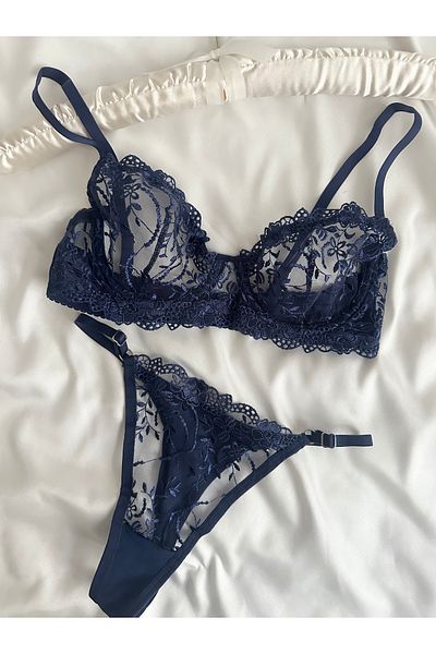 EDLİNGERİE Σετ Swan Navy Blue Bralet