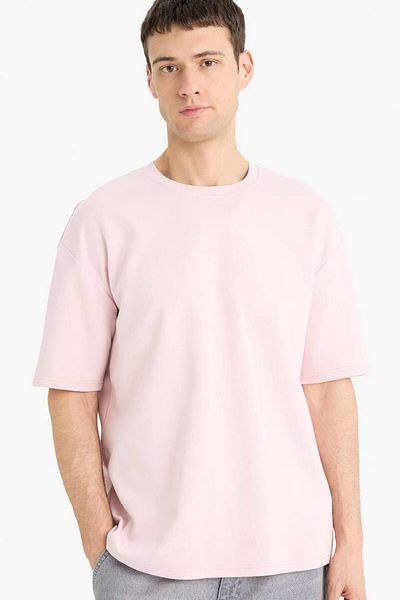 DeFacto Oversize Φαρδιά Εφαρμογή Crew Neck Basic Μασίφ κοντομάνικο T-shirt E9798AX25SP