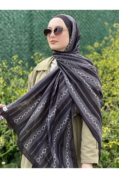 Diella Chain Pattern Soft Cotton Shawl