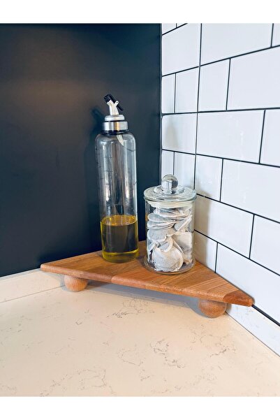 SRGlobal Kayın Ağacı Üçgen Sunum Standı Ayaklı Kahvaltılık Servis Tabağı - Düzenleyici Raf Yağdanlık Küçük