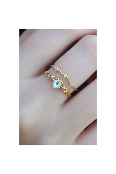 Marsilyan Gold Color Zircon Stone Crown Model Women's Ring - TJ-BYK2665