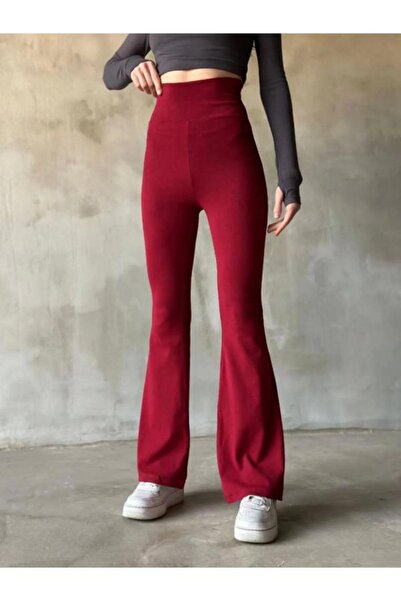 blackbonds İspanyol Paça Yüksek Bel Tayt - Bordo