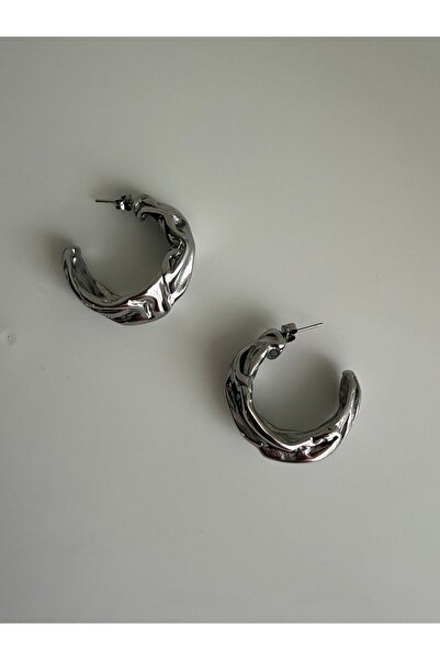 Owentis Steel Silver Bold Henry Hoop Earrings -Not Tarnish-