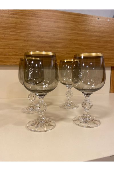 PLUS HOME Coffee Side Glasses 4 Pcs Crystal Smoked 200 ml
