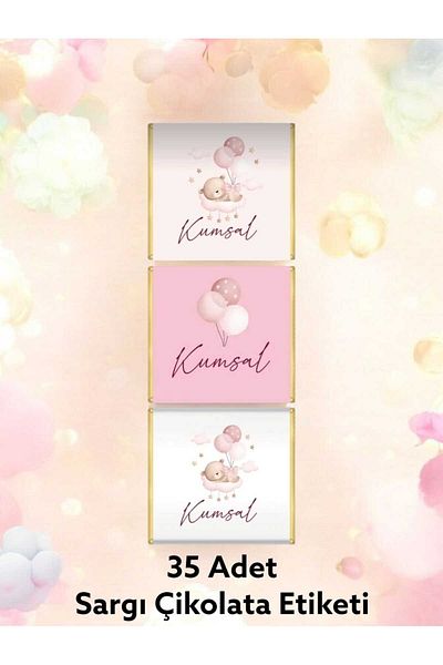 fırsatlar diyarı Teddy Bear Themed Madlen Chocolate Wrapping Tag - Shiny Art Cut - 35 Pieces