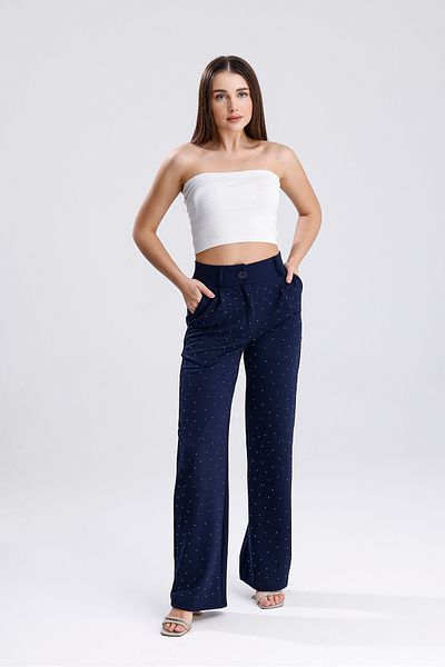 LOVES AGAZA Navy Blue Stone Palazzo Trousers