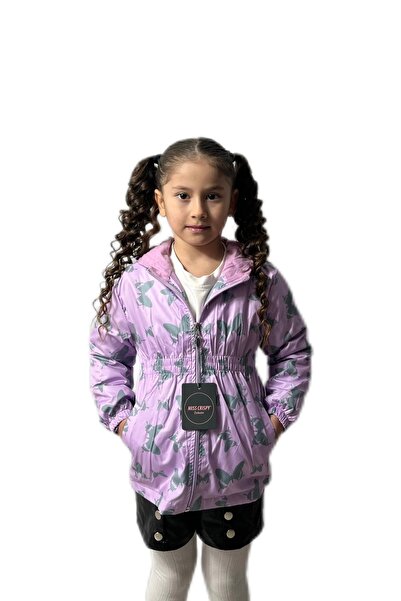 Merfer Waterproof Lila Cardigan with Butterfly Embroidered Winterfly Rainproof Hood