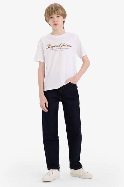 DeFacto New Season Boy's Crew Neck Printed Short Sleeve T-Shirt
