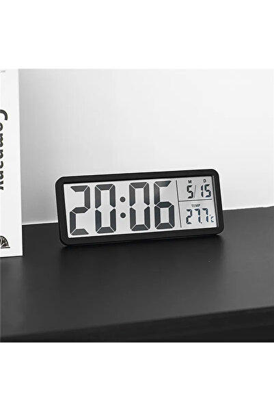 Genel Markalar LCD Ekranlı Modern Tasarım Dijital Duvar Saati USB Pilli Zaman Tarih Sıcaklık Saat Gösterimi 20x8cm