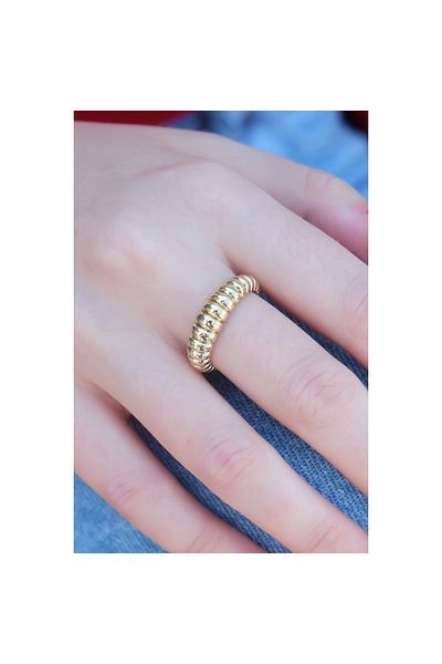 Marsilyan Gold Color Spiral Model Women's Ring - TJ-BYK2589