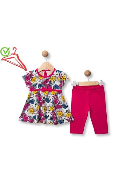 DECO 146-04-25 Girl's Suit with Tatyli Bow and Flower Pattern 9/24 Months