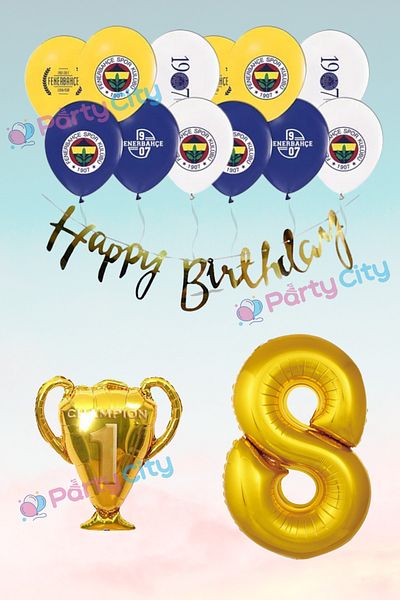 Party City Σετ μπαλονιών με θέμα τον θαυμαστή 8 ετών - Παστέλ μπαλόνι με αριθμό κούπα με αλουμινόχαρτο