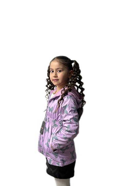 Merfer Waterproof Lila Cardigan with Butterfly Embroidered Winterfly Rainproof Hood