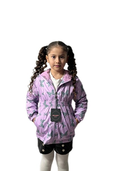 Merfer Waterproof Lila Cardigan with Butterfly Embroidered Winterfly Rainproof Hood