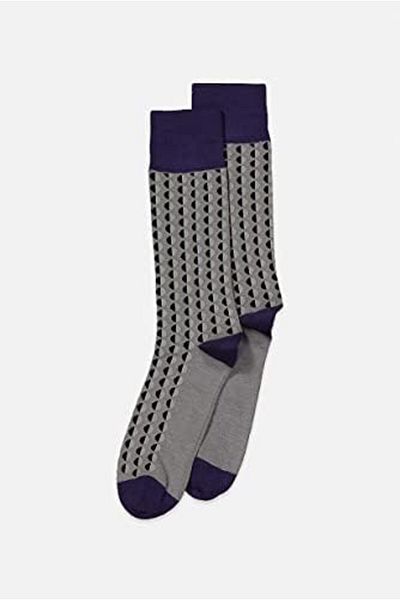 Generic AYAX 2 Packs Men's Shaded Circle Dot Socks Grey And Purple Size (Large)