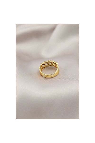 Marsilyan Gold Color Metal Chain Model Stoned Women's Ring - TJ-BYK2201