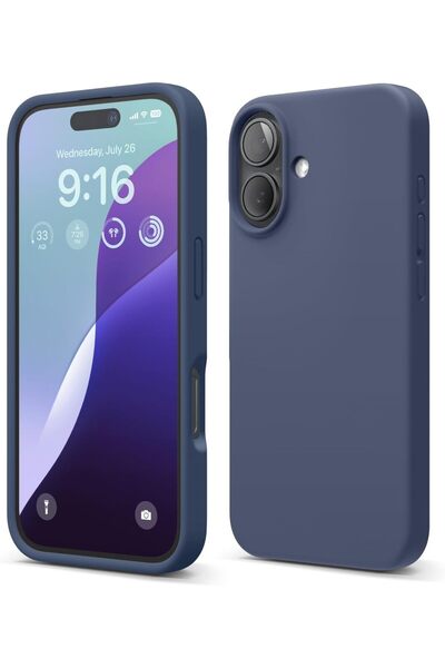 Merwish İphone 16 Plus Uyumlu Logolu Içi Kadife Yumuşak Silikon Kamera Koruma...