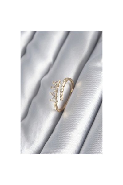 Marsilyan Brass Gold Color Heart Zircon Stone Detail Women's Ring - TJ-BYK2987