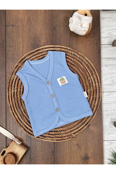 Bolly Baby Baby Vest Camper Teddy Bear Themed Combed Cotton Vest 100% Cotton 0-3-6 Months Buttoned