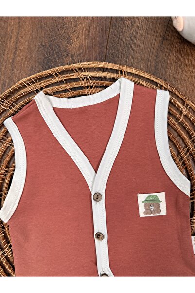 Bolly Baby Baby Vest Camper Teddy Bear Themed Combed Cotton Vest 100% Cotton 0-3-6 Months Buttoned