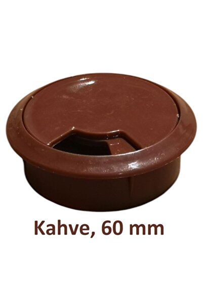 Adilon Masa Üstü Kablo Kanalı Deliği Kapağı Kahverengi Masa Kapağı 6 cm