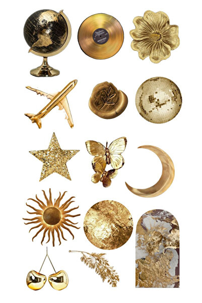 BK Design Popüler Gold Sticker Telefon Laptop Notebook Tablet Defter Matara Stiker Etiket ST1570