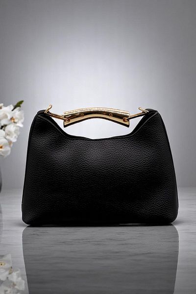 HFKY Geantă de mână și de umăr cu design negru pentru femei.