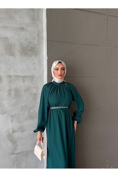 hacer ayaydın Medina Silk Flying Tauzet Dress with Chain Belt