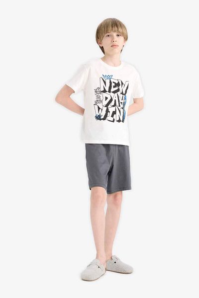 DeFacto New Season Men's 2-Piece Set Printed Short Sleeve T-Shirt Shorts