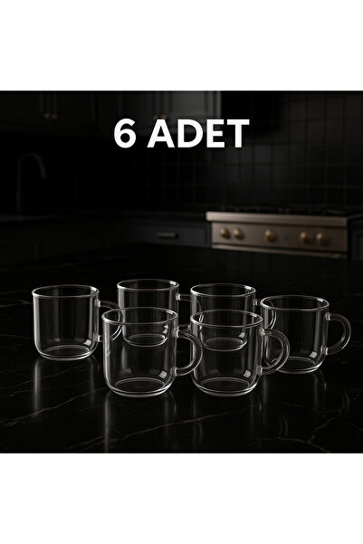 Home Borosilikat Cam Şeffaf Espresso Kahve Fincanı 6’lı Set - Isıya Dayanıklı...