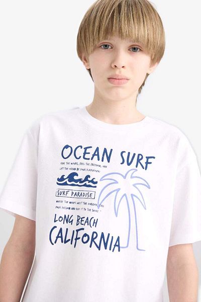 DeFacto New Season Boy's Crew Neck Printed Short Sleeve T-Shirt