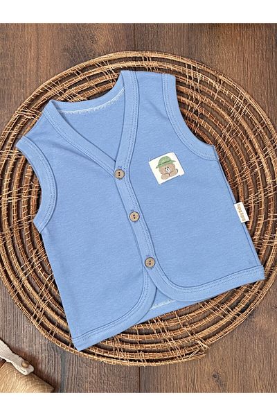 Bolly Baby Baby Vest Camper Teddy Bear Themed Combed Cotton Vest 100% Cotton 0-3-6 Months Buttoned