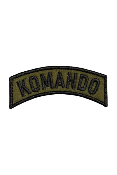 Ex Patch Haki Zemin Komando Yazılı Nakış Peç Patch 8 X 2.5 Cm