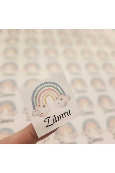 fırsatlar diyarı Rainbow Baby Chocolate Tag - Shiny Coated Square Cut - 3.5 cm 100 Pieces