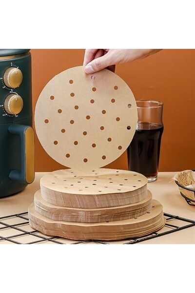 ANTerra 100-Piece Round Air Fryer Baking Paper – Perforated Oil-Proof Disposa...