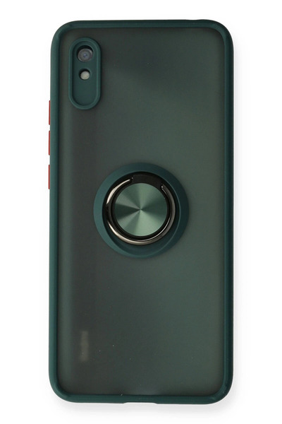 NewFace حافظة هاتف Xiaomi Redmi 9A مونتريال من السيليكون مع حلقة - أخضر 14930...