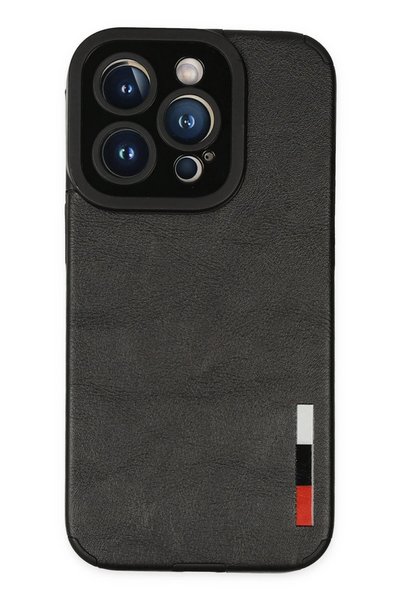New Face iPhone 14 Pro Case Loop Leather Silicone - Black Dpmah