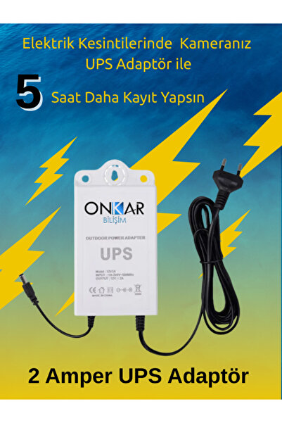 Onkar Bilişim 12 Volt Voltaj Korumalı Şarjlı Güç Kaynağı Ups Kamera Adaptörü
