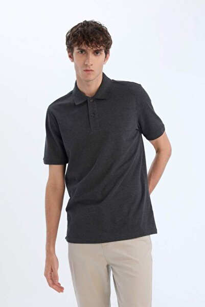 DeFacto %100 Pamuk Regular Fit Polo Yaka Kısa Kollu Basic Düz Pike Kumaş Tişört C1293ax25sp